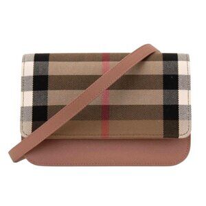 Burberry Madison Check Canvas Leather Flap Crossbody Bag Dark Rosewood 8113409